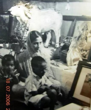 Daughter Sharda: We see a large marble mural of Kamdhenu Ma in her Burma home